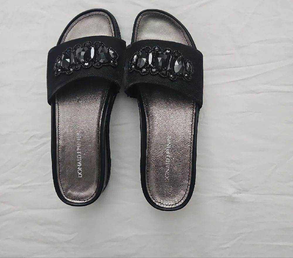 Donald J. Pliner Black Jeweled Slide Mules - Picture 3 of 6